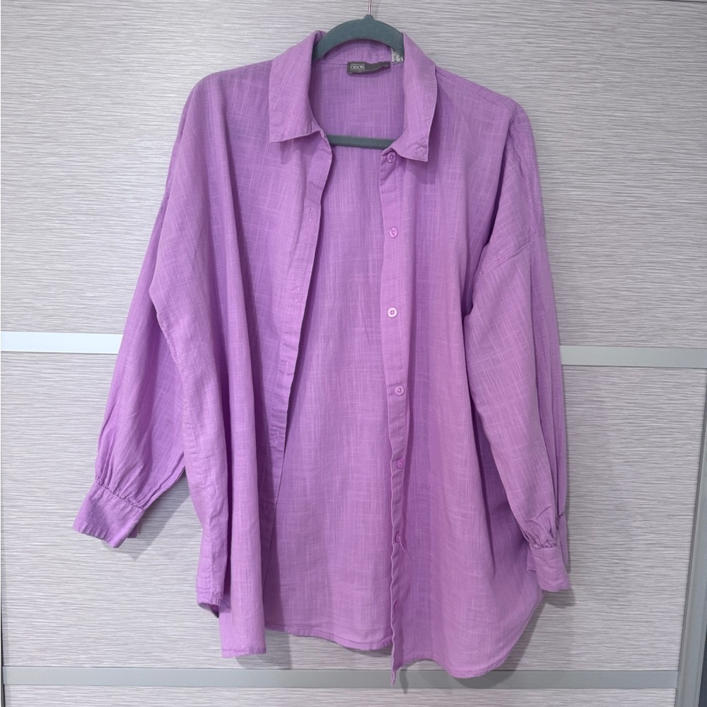 ASOS Purple Oversized Shirt In Size 4 - Picture 3 of 9